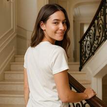 WOMEN'S T-SHIRT PREMIUM COTTON COMFORT SHORT SLEEVE T-SHIRT - 白色 - 查看 2