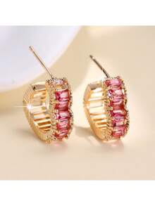 1 对简约心形精致女士耳环，百搭且