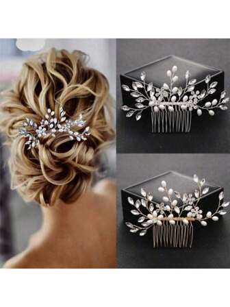 Wholesale Bridal Pearl & Rhinestone Hair Comb, Fashion Headpiece, Elegant Bride Headdress For Wedding Photo Shoot, European & American Style