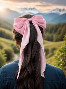 16 Pcs Random Colors Silky Satin Bow Hair Clips For Women Hair Bows Cute Hair Ribbons Oversized Long Tail Hair Barrettes Metal Clips