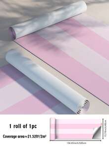 1 片波西米亚风格时尚蓝色、粉色、紫色条纹壁纸，易于安装，可拆卸，适用于儿童房、幼儿园装饰 - 彩色 - 查看 18