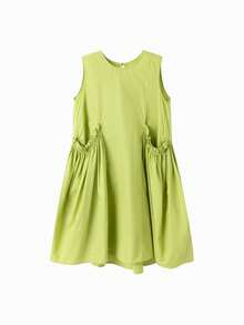 Balabala 女童连衣裙 儿童夏季中大童女孩纯棉文艺无袖花蕾连衣裙 - 綠色調 - 查看 1
