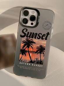 1 Stück Handy Hülle mit schwarzem Rahmen und Palmenbaum Original Design, hochwertige harte Ausführung, kompatibel mit Apple/Honor Handy, Sommer