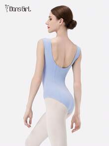 DonsGirl Women's Fitted Ballet Leotard - With Ruched Sleeves And Waist Design | Modern/Classical Dance Performance Costume - Blue - View 3