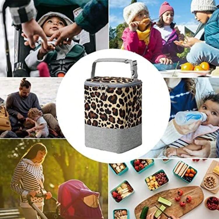 1pc Breast Milk Cooler Bag Thermal Insulation Soup Cup Bag Fits 4 Bottles Up To 9 Ounce Bottle Bag For Nursing Mom Daycare Cooler Bag Handheld Storage For Cup Supplies - Multicolor - View 8