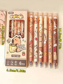 1pc/3pcs/6pcs Erasable Retractable 0.5mm Capybara Ball Pens, (6pcs/Box) Any Color And Style, High-Quality Creative Student Stationery Pen, Cute Erasable Neutral Pen, Blue Ink Ballpoint Pen, Office Signature Supplies, Students, Family, Friend, Colleague, School Exam Supplies, Valentine's Day Birthday Party Small Gifts