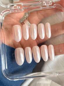 10 件简约百搭渐变椭圆形美甲装饰按压式指甲美甲用品指甲 - 彩色 - 查看 3