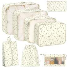 8pcs Travel Packing Cubes Set,Travel Portable Clothes Storage Bags, Compression Storage Shoe Bag, Clothing Underwear Bag, Luggage Packing Organizers,Pack Your Luggage With Ease ,Travel Essential Accessories - 小米花 - 查看 1