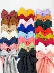 16 Pcs Random Colors Silky Satin Bow Hair Clips For Women Hair Bows Cute Hair Ribbons Oversized Long Tail Hair Barrettes Metal Clips