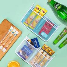 Organizadores de Puerta de Nevera Juego de 4 Piezas, Bolsas de Malla Colgante para Puerta de Nevera, Almacenamiento de Clasificación para Cocina y Hogar, Bolsas de Almacenamiento para Artículos Pequeños de Cocina y Hogar - Azul+Blanco (4pcs) - Ver 3