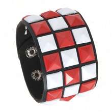 1pc Stylish Punk Multicolor Square Rivet Bracelet, Unisex Street Style Nightclub Halloween Accessory, Simple Leather Design To Showcase Personal Unique Character And Personalized - Multicolor - View 14