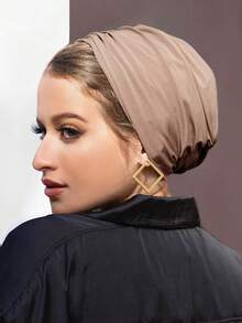 1 件女士经典纯色化疗头巾，高弹力褶皱设计，防滑吸水透气头巾，柔软舒适的粘胶针织材质，适合日常穿着