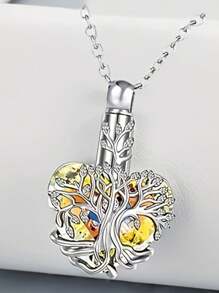 1pc Memorial Love Tree Of Life Pet/Loved One Urn Necklace