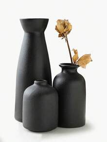 1pc/Set Of 3pcs Minimalist Small Flower Vases, Simple Nordic INS Style Home Decor Floral Vase For Living Room, Bedroom, Tabletop - Black - View 2