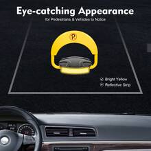 Eatssode Barriera di parcheggio, barriera di parcheggio pieghevole con telecomando, barriera di parcheggio privata elettronica con strisce riflettenti e funzione di allarme - Giallo - Visualizzare 5