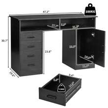 Computer Gaming Desk Corner Desk Home Office Table W/ File Drawer Cabinet - Black - View 3