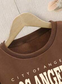 Mädchen Tween Set mit Langarm Shirt mit Buchstaben Grafik-Muster und kariertem Rock