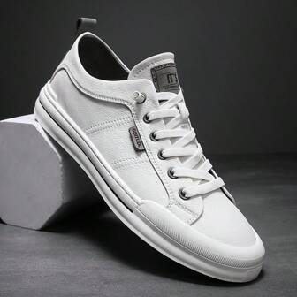 Nieuwe casual sneakers voor heren, wit, ademend, veelzijdig, platte schoenen, elastische band, rubberen zool