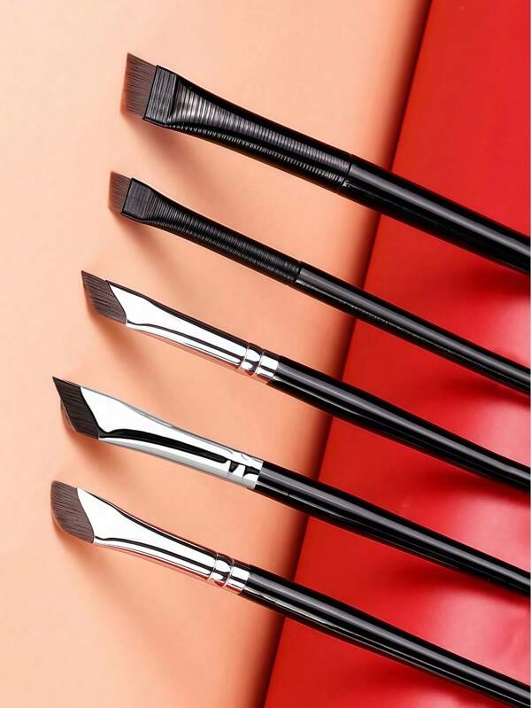 5/7-Piece Precision Eye Makeup Brush Set | Scythe & Angled Eyeliner, Eyebrow Brushes With Long Handle Reversible Design – Soft Synthetic Bristles For Sensitive/Dry Skin (Professional Grade)