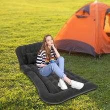 Inflatable Mattress 68.5 X 49.61 In, Capacity 551.16 Lbs, Quick Inflation With Pump, Foldable For Travel, Ergonomic Design With Two Headrests. Ideal For Car, Camping, Or As A Travel Guest Bed. Double Compartment For 1 Or 2 People (Beige/Black/Gray) - Black - View 5
