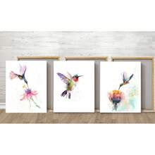 3pcs Hummingbird, Flower, Wooden Frame Canvas Print Decorative Painting, Bird Poster, Light Color Series Decorative Painting, Form Decorative Painting, Interior Home Wall Decoration Art Painting Hanging Picture Mural, Interior Home Wall Decoration Art, Art Wall Decor Art For Bedroom Living Room Home Decoration Framed/Unframed - Multicolor - View 16