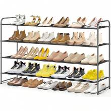 3-Tier Long Shoe Rack Closet Shoe Organizer Closet Floor Entryway Storage Stackable Wide Shoe Shelf Stores 24 Pairs Of Men Sneakers, Black - Black - View 1