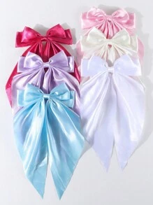 16 Pcs Random Colors Silky Satin Bow Hair Clips For Women Hair Bows Cute Hair Ribbons Oversized Long Tail Hair Barrettes Metal Clips
