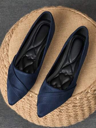 WHDXY 1 双女式平底尖头一脚蹬乐福鞋，休闲舒适通勤办公室工作鞋，适合所有季节