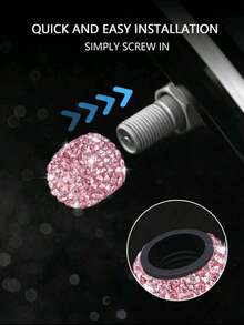 4pcs Diamond Studded Tire Valve Caps Universal Bling Car/Auto Wheel Tire Valve Stem Covers - Pink - View 3