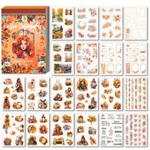 Libro de pegatinas con estampados florales vintage - Colección retro de motivos botánicos y humanos | 20 hojas artísticas con diversos diseños de plantas, flores y figuras | Perfecto para diarios hechos a mano, scrapbooks, fundas de teléfono y manualidades DIY