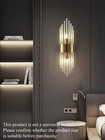 1pc Goud Long Crystal Wand Sconce Stainless Steel Base Living Room, Stairwell, Entrance Hall, Bedroom, Corridor Aisle, Bedside Table, Cafe Other Home Ambiance Sconce, Background Creative Sconces view 11