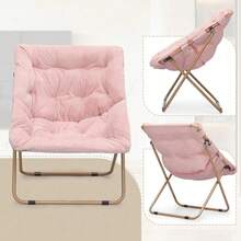 Comfy Saucer Chair With Ottoman For Adults- Lazy Chair With Ottoman Soft Square Folding Saucer Chair For Adult And Kids Bedroom Living Room Dorm Rooms, Flexible Reading Chair For Teens Kids- Pink - Pink - View 10