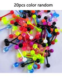 10/20/30pcs Fashionable UV Acrylic Flexible Tongue Rings, Body Piercing Jewelry - Multicolor - View 14