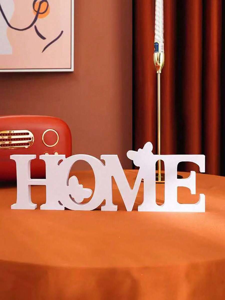 1pc Butterfly Home Letter Decorative Crafts Are Modern, Creative And Simple. They Are Made Of 1.3 Cm Thick High-Density PVC Material For Home Decoration, Suitable For Home Use, Party And Party Decoration Gift Box Packaging