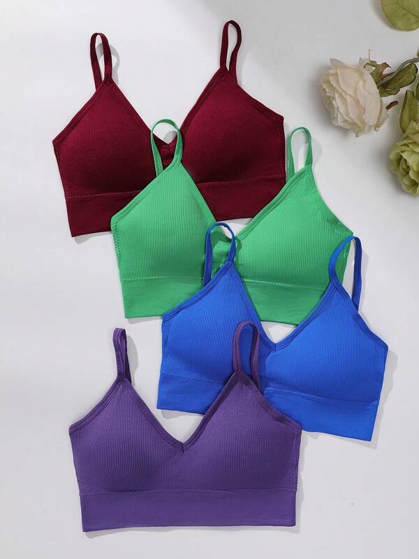 4PCS Solid Daily Backless Bras For Women