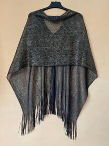 1 peça de poncho xale feminino com borlas, elegante e versátil, para primavera/verão, adequado para várias ocasiões