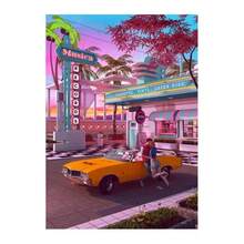 1 件复古合成波抽象卡通帆布艺术海报精美墙面装饰印刷品客厅咖啡馆酒吧可选画框 - 彩色 - 查看 68