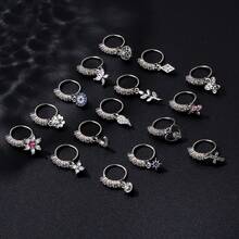 Pendentif d'anneau de nez en acier inoxydable 316L, bijou de nez à porter au quotidien pour femmes - Argent - Voir 2