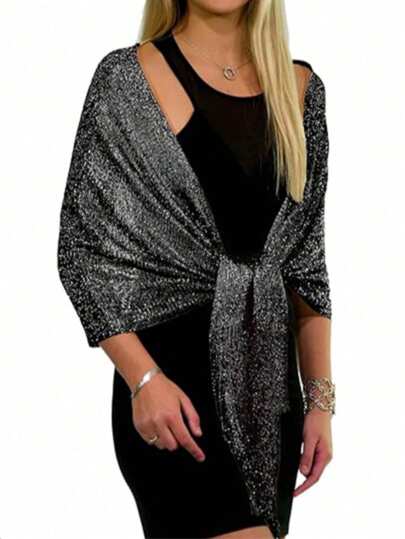 1 pezzo Elegante sciarpa da e argento metallizzato, accessorio di moda adatto per ballo, gala, matrimonio, damigelle, feste formali