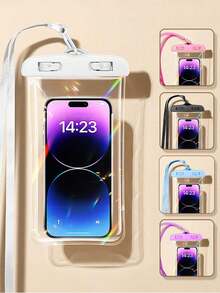 5pcs Portable Waterproof Luminous Phone Pouch, With Glow Sensitive Screen, Waterproof Diving Protective Case, Floating Phone Bag, Ideal For Summer Travel, Diving, Swimming, Beach Activities (Choose 1/2/3/5PCS) - Multicolor - View 3