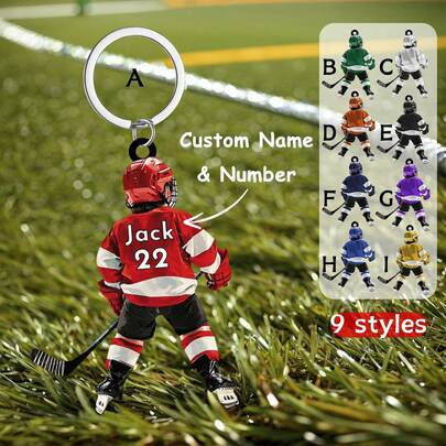 Personalized Hockey Player Keychain - Gift For Hockey Lover