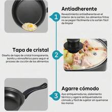 13pcs Cookware Set - Non-Stick Saucepans Pot/Frying Pan/Casserole Pot -Includes Glass Lid And Kitchen Tools - Black - View 6