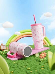 24oz Tumbler With Handle, Vacuum Insulated Stainless Steel Travel Mug And Straw, Vacuum Insulated Water Bottle, Insulated Cup, Reusable Stainless Steel Bottle - Keeps Drinks Cold Up To 24 Hours