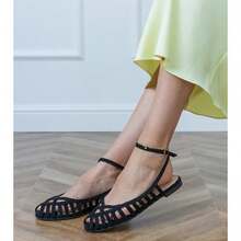 Women's Flat Closed Sandals For Daily Wear - Black - View 2