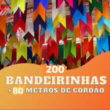 Kit Of 100 June Party Flags 20x15 With 40 Meters Of Colorful Plastic Pennants - 彩色 - 查看 2