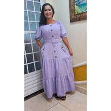 Long Dress With Belt Duna Fabric 3D Floral Plus Size Simple Elegant Conservative/Modest Buttons Front Button Sweetheart Formal & Evening - Lilac Purple - View 1