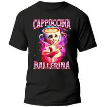 Playera, BrainRot Italiano – "Ballerina Capuccina" - Negro - Ver 1