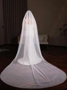 1 件简约优雅的新娘面纱（带梳子），纯净完美的造型面纱，最佳新娘礼物，惊喜，大教堂长度抗皱面纱 | 热定型双层透明面纱，适合婚礼照片和仪式（流行的情人节新娘面纱）