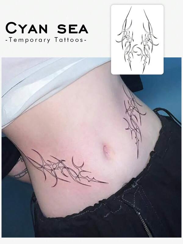 1-3 Stücke waschbare, wasserfeste, schweißfeste, nicht reflektierende temporäre Tattoo Aufkleber, europäischer und amerikanischer Stil Ins personalisierte Elf Totem, geeignet für den täglichen Gebrauch