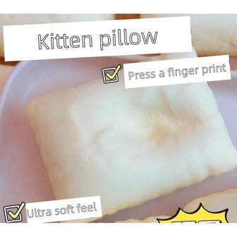 1 pieza Mini peluche súper pegajoso de gato, sensación de mano pegadiza de rebote lento de felpa de gatito, juguete exprimible, material de PU antiestrés, ideal para viajes, entretenimiento, regalo de vacaciones/cumpleaños